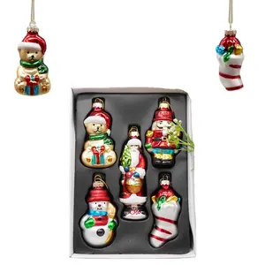 玻璃雪人熊圣诞老人胡桃夹子圣诞树吊坠节日室内摆件礼品适合家庭派对悬挂