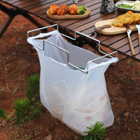 Support pliable pour sac poubelle de camping en acier inoxydable, accessoire pour pique-nique et barbecue en plein air