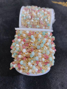 Vente en vrac chaîne perlée enveloppée de <span class=keywords><strong>fil</strong></span> de bijoux <span class=keywords><strong>perle</strong></span> pierre zircon perles chapelet chaîne de bijoux pour la fabrication de collier de bracelet - Product Image 3