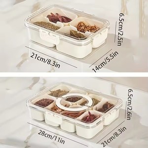 4Grid /8 Grid <b>Snack</b> Box <b>Container</b>, Portable Travel Charcuterie Board with Lid, Refrigerator Food Storage Box, <b>Snack</b> Organizer - Product Image 2