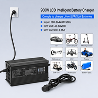 Chargeur de batterie intelligent réglable 900W 40-60V avec écran LCD pour batteries au plomb-acide, Li-ion, LifePO4 et MCU 36V 48V 15A