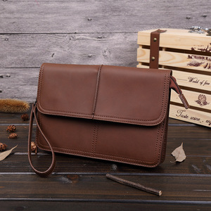 Nuova borsa a mano da <span class=keywords><strong>uomo</strong></span> di grande capacità borsa a busta retrò marrone crazy horse <span class=keywords><strong>pochette</strong></span> in pelle PU per <span class=keywords><strong>uomo</strong></span> - Product Image 2
