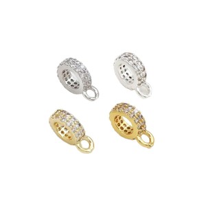 Colgante redondo con cuentas de circonio chapado en oro y cobre, accesorios de joyería DIY para hacer pulseras C45 - Product Image 5