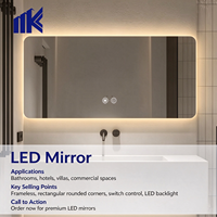 Miroir de salle de bain LED personnalisé à commande tactile, anti-buée, miroir de maquillage mural pour appartement, hôtel, miroir LED pleine longueur à bas prix
