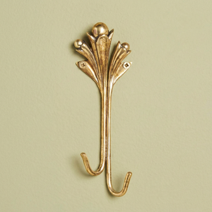 Antique Gold Metal Wall Hook With Floral Design Metal Coat Hanger For Clothing Storage - Product Image 1