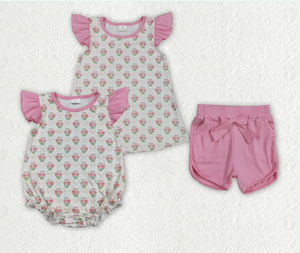 Conjunto de Ropa para Bebés Niñas: Top a Cuadros con Estampado Floral y Pantalones Cortos con Volantes - Product Image 4