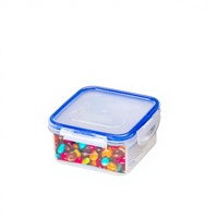 Conteneur alimentaire carré transparent en PP de 410 ml, fabriqué en Chine, micro-ondable, avec couvercle verrouillable, idéal pour les fêtes et la cuisine