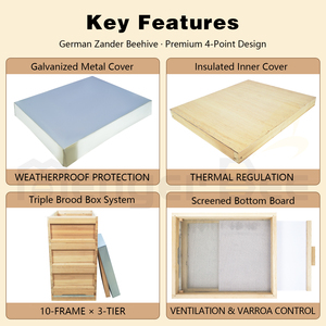 Nueva Colmena de Abejas Zander MengerBee de Abeto Chino de 3 Capas y 20 mm de Grosor, Estilo Alemán, de 10 Cuadros, Sin Ensamblar - Product Image 6