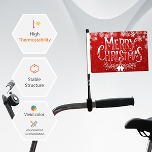 Customized Merry Christmas Flags Bike Flag Mountain Bicycle Race <b>Banners</b> Digital Printed with Screw Plastic Flagpole - Product Image 3