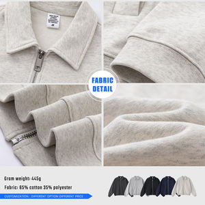 Sweat-shirts en molleton vintage décontractés pour hommes avec fermeture éclair, col rabattu, doublure épaisse, impression numérique, polyester/coton - Product Image 6