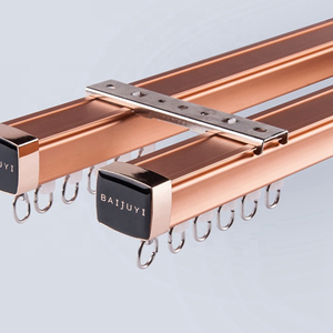 Rail de rideau en aluminium sur mesure, glissière silencieuse, support mural/plafond inclus, accessoire de quincaillerie de fenêtre moderne - Product Image 2