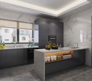 Gabinetes de Cocina Modulares de Madera Lacada en Negro Mate Personalizados 2024, Gabinete de Almacenamiento de Cocina, Gabinetes de Cocina Listos para Armar - Product Image 4