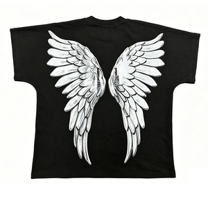 T-shirt Oversize Estiva da <span class=keywords><strong>Uomo</strong></span> e Donna con Stampa Angelo, Streetwear Harajuku, Maglietta Grafica con Simbolo del Denaro e Ali sul Retro - Product Image 3