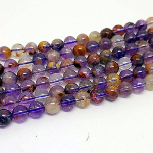 Natural Smooth Gemstone Purple Ghost Quartz Round Shape Auralite 23 Stone Loose <strong>Beads</strong> for Jewelry Making - Product Image 1