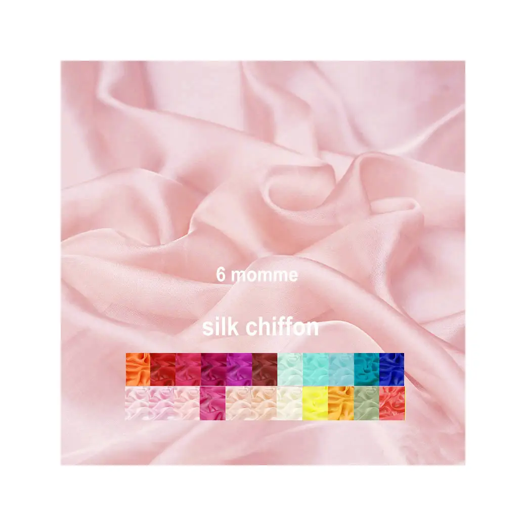 Шифоновая ткань из чистого шелка, 30 цветов, 6 мм