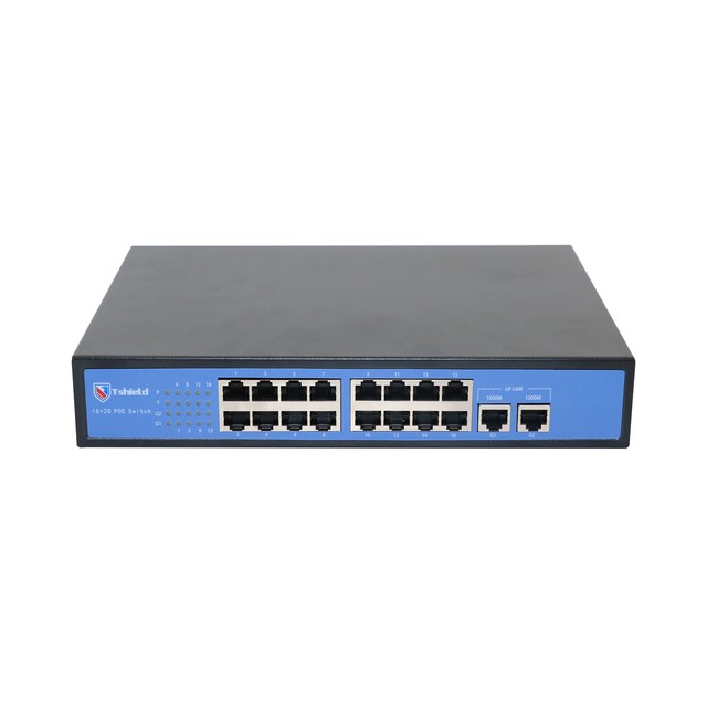 16 Port PoE Switch 10/100Mbps With 2 Gigabit Uplink Ports Ethernet Network Switch for IP Camera CCTV Security System OEM Factory