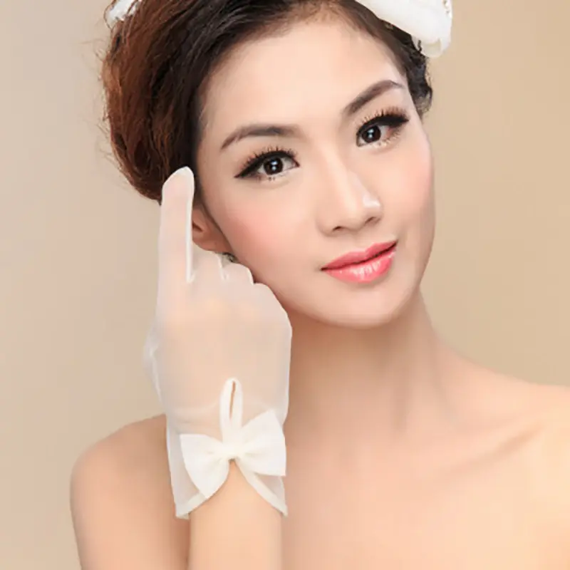 New wedding gown Korean dress gloves Sunscreen tulle bridal dress gloves lace short for women