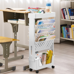 <span class=keywords><strong>Étagère</strong></span> à roulettes mobile multi-niveaux pour salle de classe et maison – Chariot de rangement étroit pour étudiants – Organisateur gain de place - Product Image 4