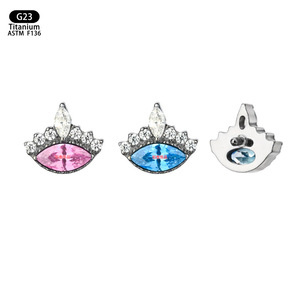 G23 <b>Titanium</b> God's Eye Earrings Opal Inlay Prong Setting Cartilage <b>Studs</b> Party Jewelry - Product Image 5