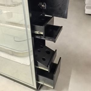 Miroir de salon portable à double face avec rangement, grand miroir de beauté noir à LED pour salon de coiffure - Product Image 2