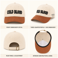 Casquette de baseball en velours côtelé avec logo personnalisé et broderie latérale étoile pour les détaillants de style vintage, les librairies universitaires et les acheteurs en gros