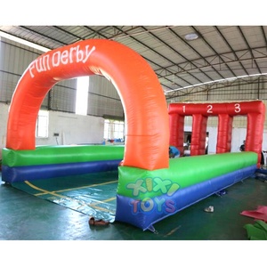 XIXI TOYS Piste <span class=keywords><strong>de</strong></span> course <span class=keywords><strong>de</strong></span> chevaux gonflable à 3 voies pour jeux <span class=keywords><strong>de</strong></span> carnaval, en PVC avec garantie <span class=keywords><strong>de</strong></span> 3 ans pour les événements - Product Image 2