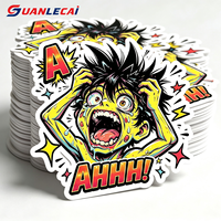 Autocollants en vinyle découpés sur mesure, motif visage abstrait étonné (meme), imperméables et auto-adhésifs pour ordinateur portable, bouteille d'eau, carnet