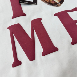 เสื้อยืดผู้ชายแบบสั่งทำพิเศษ พิมพ์ลายนูน 3 มิติ ผ้าฝ้าย 100% 220 แกรม ทรงโอเวอร์ไซส์ หนานุ่ม สไตล์สตรีทแวร์ ลายรูปหัวใจ ถัก 220 แกรม - Product Image 2