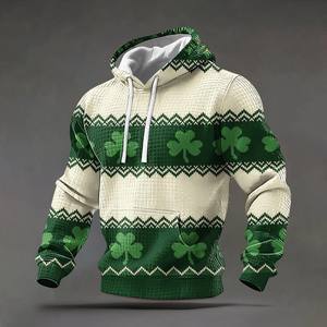 Sudadera con Capucha para Hombre con Bolsillo, Estampado por Sublimación, Tejido de Poliéster Transpirable, Manga Regular, Diseño del Día de San Patricio - Product Image 3