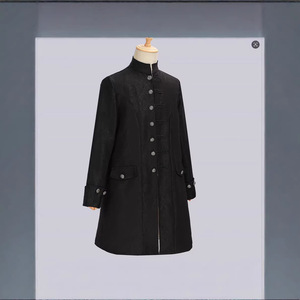 Men's Halloween Steampunk Coat Retro Stand Up Collar Jacket Long Sleeve Trench <b>Uniform</b> Cosplay <b>Costume</b> Black - Product Image 2