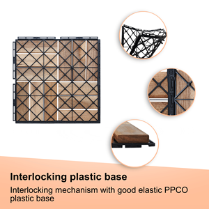 DB 20 PCS Azulejos de cubierta entrelazados Patrón de cuadros 12 \ "X 12 \" Amarillo Acacia Madera dura Suave para pisos al aire libre Patio Bancony - Product Image 3