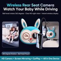 Adaptador Inalámbrico CarPlay, Monitor para Bebés y Mascotas, Cámara Trasera HD 1080P, 1 Año de Garantía, WIFI Rápido de Doble Banda