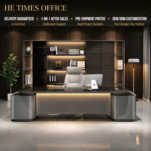 Scrivania Direzionale Moderna a L, Tavolo di Lusso in Legno per CEO con Ampio Mobile Laterale per Progetti Commerciali - Product Image 1