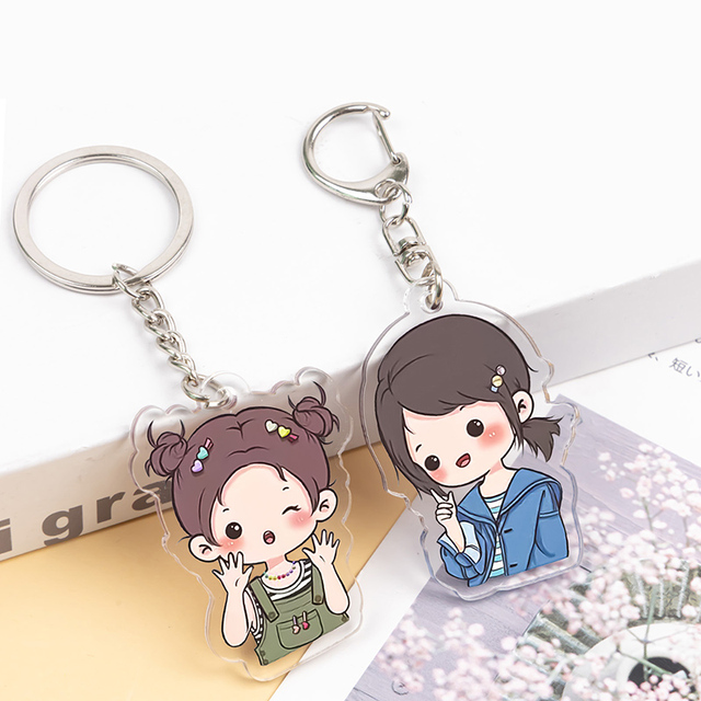 Custom Creative Design Promotional Gifts Key Chain Charms Anime Cartoon Keyring Transparent Acrylic Keychain Wholesale
