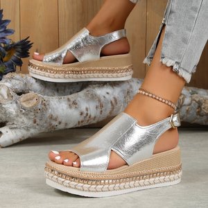 Summer Collection Women's Fashionable Comfortable Large Size Peep Toe Wedge Platform Sandals Breathable Design Shiny Thick - Product Image 1