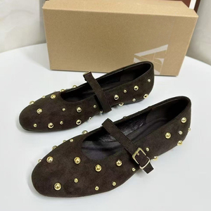 <span class=keywords><strong>Scarpe</strong></span> <span class=keywords><strong>Collezione</strong></span> Primavera 2025 Nuove Mary Jane Nere con Fondo Piatto, Slip-on Monofascia, Punta Tonda e Dettaglio Rivetto alla Moda - Product Image 3