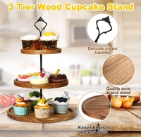 Country Cottage Dessert Display Plateau à gâteaux en couches Support à cupcakes en bois Plateau en bois 3 pièces