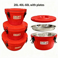 Glacière ronde isolée en acier inoxydable à double paroi pour barbecue extérieur, conteneur alimentaire, garde au chaud et au froid longtemps, pour jardin et fêtes, avec glace