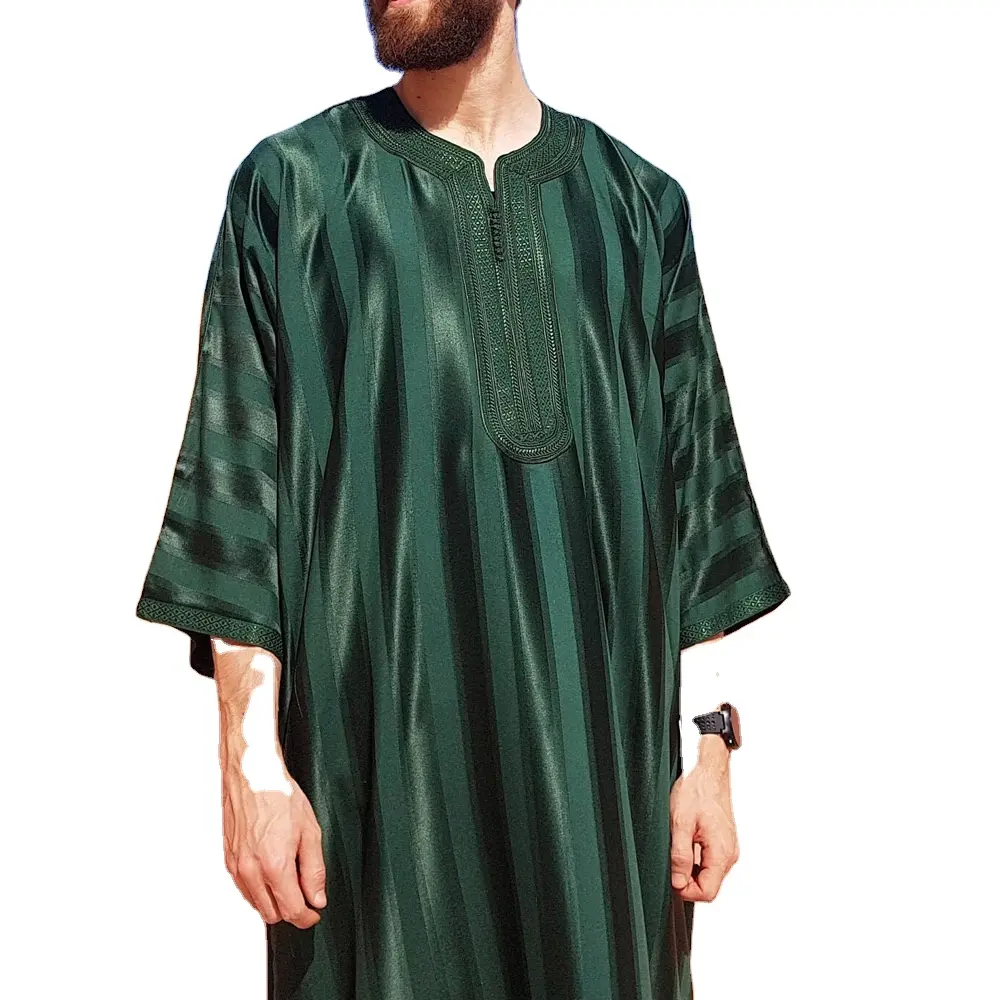 Jubah ערבי אסלאמי בגדי גלימה רקום קפטן מרוקאי סגנון גברים של thobe