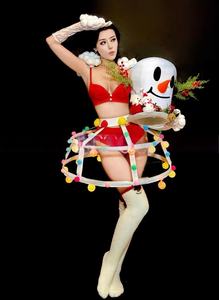 बार <span class=keywords><strong>2025</strong></span> क्रिसमस प्रबुद्ध स्नोमैन नाइट क्लब पार्टी गोगो सेक्सी dj लड़की समूह प्रदर्शन मंच नृत्य पोशाक 100% पॉलिएस्टर - Product Image 5