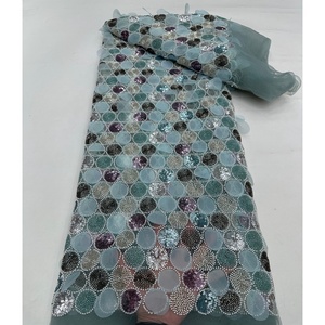 2025 moda cuentas de lujo telas bordadas de encaje francés tela pesada con cuentas africanas para vestido de fiesta - Product Image 3
