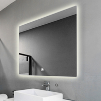 Miroir LED rétroéclairé mural pour salle de bain, hôtel, maquillage avec capteur tactile