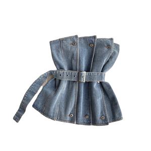 2023 2024 été sans bretelles Tube <span class=keywords><strong>Corset</strong></span> Denim Top Vest - Product Image 1