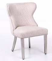 Chaise de salle à manger moderne haut de gamme contemporaine rembourrée en velours Chaises de salle à manger dorées Finition avec tissu en velours gris
