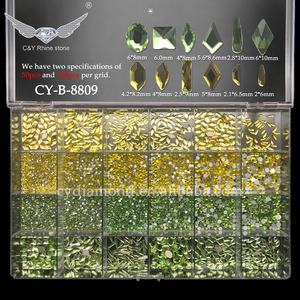 CY N2 Bling azul Rosa AB Mocha en forma de cristal caja de diamantes de imitación para uñas Piedras Blancas diamantes de imitación para uñas - Product Image 6