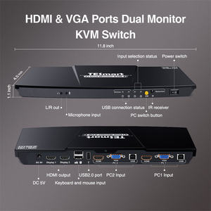 Tesmart 4X2 Dual Monitor Kvm Ondersteuning 3840*2160 @ 60H 4 In 2 Uit <span class=keywords><strong>Hdmi</strong></span> En <span class=keywords><strong>Vga</strong></span> Port Schalter Ultra Hd 4K Kvm Switcher - Product Image 4