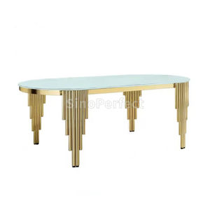 China Popular Large Rectangular Marble Dining <b>Table</b> China Design Marble Top Stainless Steel Wedding <b>Table</b> - Product Image 1