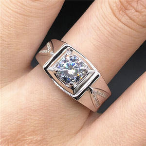 Style coréen plaqué platine Moissanite bague masculine victoire en forme de V bague de mariage à la mode bijoux de mode - Product Image 3