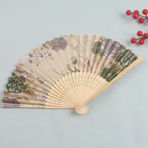 Wooden Fan Custom Printed Paper Abanico Wood Folding Hand Fan