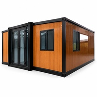 Maison modulaire préfabriquée en bois grainé, cabine conteneur portable avec portes vitrées pour projets de construction